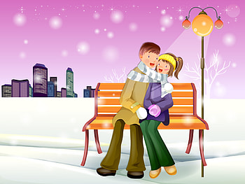Romantic winter, holiday, love, snow, christmas HD wallpaper