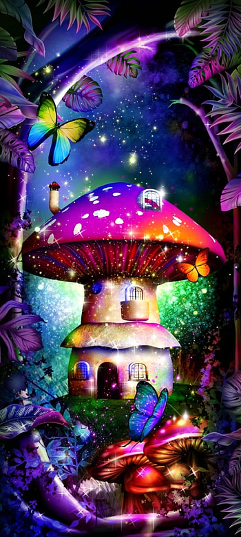 Mushroom Fairy House, world, organism, butterfly, luxury, Premium HD phone wallpaper