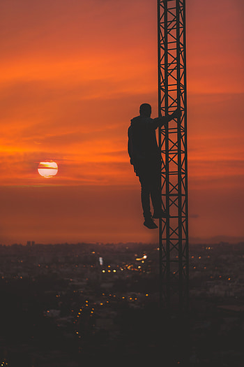 Sky, Dark, Silhouette, Height, Human, Person HD phone wallpaper