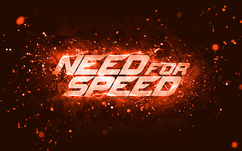 Need for Speed orange logo, , NFS, orange neon lights, creative, orange abstract background, Need for Speed logo, NFS logo, Need for Speed HD wallpaper