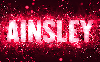 Happy Birtay Ainsley, , pink neon lights, Ainsley name, creative, Ainsley Happy Birtay, Ainsley Birtay, popular american female names, with Ainsley name, Ainsley HD wallpaper