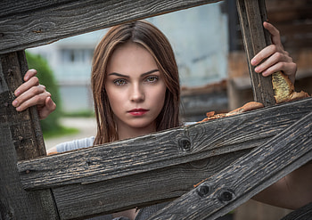 Window Frame, lady, model, window, female HD wallpaper