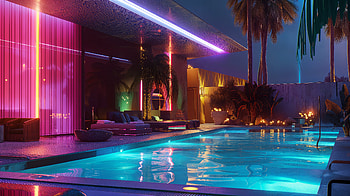 Vibrant Poolside Vibe in Stunning Ultra, pool, poolside vibe, night, luxury HD wallpaper