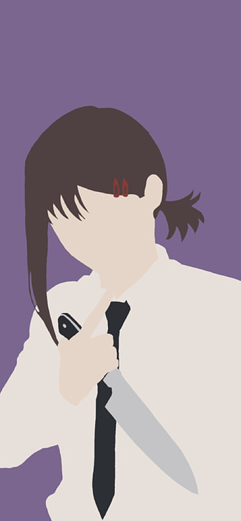 Minimalist Kobeni from Chainsaw Man., knife, Anime, Chainsaw Man HD phone wallpaper