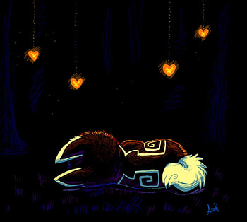 Chaos lost, dog, chaos, woods, heart HD wallpaper