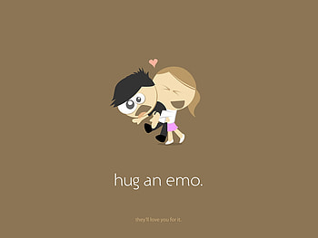 HUG EMO, white, black, brown, emo, girl, woman, dark HD wallpaper