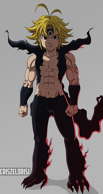 Assault mode meliodas, seven deadly sins, art, fictional character, yellow, purple, anime HD phone wallpaper