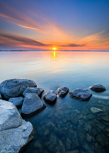 Nature, Stones, Sun, Horizon HD phone wallpaper