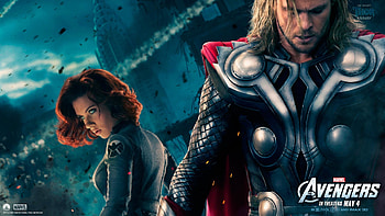 Thor and Black Widow from the Avengers movie (1920 x 1080) HD wallpaper