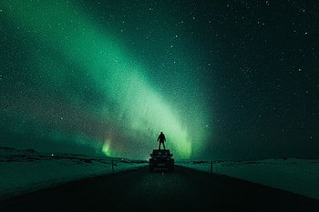 Auto, Stars, Shining, Dark, Silhouette, Night Sky HD wallpaper