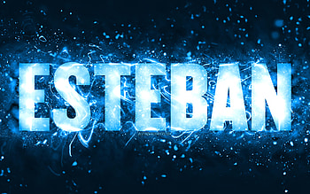 Happy Birtay Esteban, , blue neon lights, Esteban name, creative, Esteban Happy Birtay, Esteban Birtay, popular american male names, with Esteban name, Esteban HD wallpaper