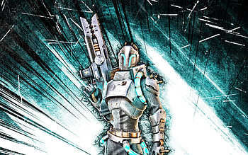 Powerhouse, grunge art, Fortnite Battle Royale, Fortnite characters, blue abstract rays, Powerhouse Skin, Fortnite, Powerhouse Fortnite HD wallpaper