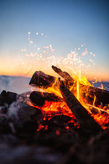 Bonfire, Fire, Sparks, Miscellanea, Miscellaneous, Blur, Smooth, Firewood, Camping, Campsite HD phone wallpaper