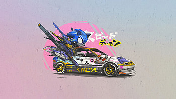Car Sonic The Hedgehog, sonic, games, minimalism, minimalist, artist, artwork, digital-art, deviantart HD wallpaper