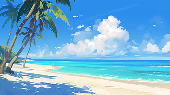 Serene Palm Tree : Tropical Beach & Ocean Bliss, palm tree, sandy beach, beach, ocean, summer HD wallpaper
