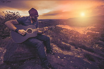 Sunsets Guitar, graphy, Sad, Nature, Sunsets, Autumn HD wallpaper