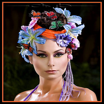 FLOWER BEAUTY, colorful, butterfly, flower, pretty face, woman HD wallpaper