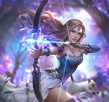 May, blue, frumusete, zolaida, archer, girl, pink, fantasy, luminos, lisa buijteweg HD wallpaper