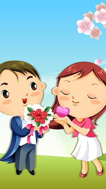 Couple Cartoon, Proposal, Cute Couple HD phone wallpaper