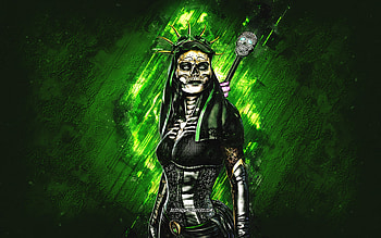 Day of the Dead Jade, Mortal Kombat Mobile, Day of the Dead Jade MK Mobile, Mortal Kombat, green stone background, Mortal Kombat Mobile characters, grunge art, Day of the Dead Jade Mortal Kombat HD wallpaper