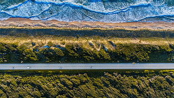 Landscape, coast, aerial view, highway, road HD wallpaper