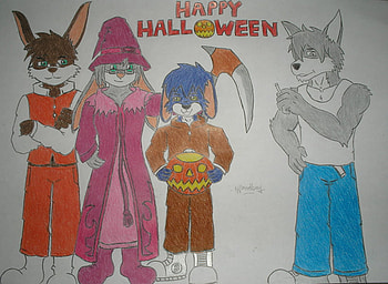 Celebration Art - Happy Halloween From Wizzy, halloween, traditional art, anthroes, colored drawing HD wallpaper