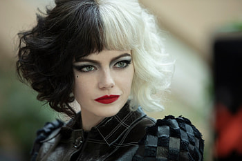 Cruella (2021), afis, movie, face, cruella, poster, disney, emma stone, actress HD wallpaper