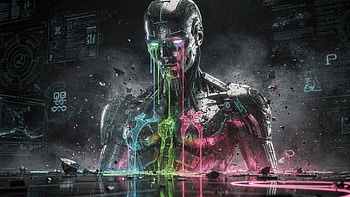 Neon Solace: The Weeping Machine, Sci Fi, Robot, Sad, Android, Cyborg HD wallpaper