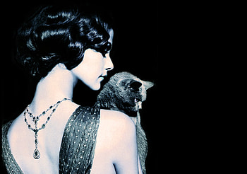 Woman and cat, cat, model, beautiful, woman HD wallpaper