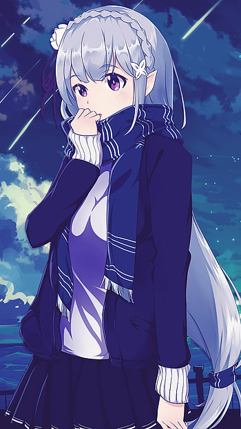 Emilia, purple eyes, Emilia (Re:ZERO), Anime, Re:Zero - Starting Life in Another World HD phone wallpaper