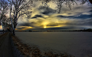 Winter, Nature, Snow, Road, Field, Evening, Frost, Drifts HD wallpaper