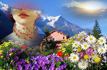 Face Fantasy, colorful, art, landscape, , girl, beautiful, woman, collage, digital, fantasy, face, flowers, mountains HD wallpaper