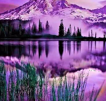 Purple Mountains, Nature, Sea, Purple, Mountain HD wallpaper