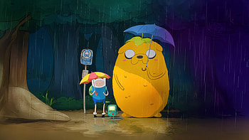 Rainy Day With Finn And Jake, adventure-time, cartoons, cartoon, artwork, art, digital-art, artist, deviantart HD wallpaper