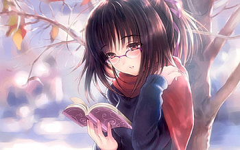 Reading, girl, book, anime, tree HD wallpaper