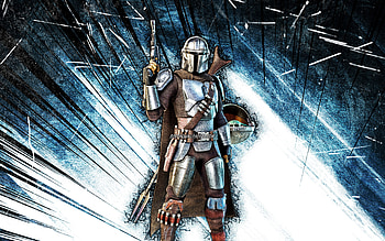 Beskar Armor Mandalorian, grunge art, Fortnite Battle Royale, Fortnite characters, blue abstract rays, Beskar Armor Mandalorian Skin, Fortnite, Beskar Armor Mandalorian Fortnite HD wallpaper