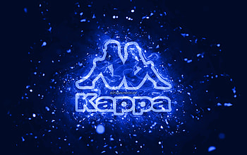 Kappa dark blue logo, , dark blue neon lights, creative, dark blue abstract background, Kappa logo, brands, Kappa HD wallpaper
