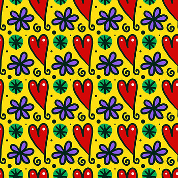 Flowers, Art, Hearts, Love, Snowflakes, Patterns HD phone wallpaper