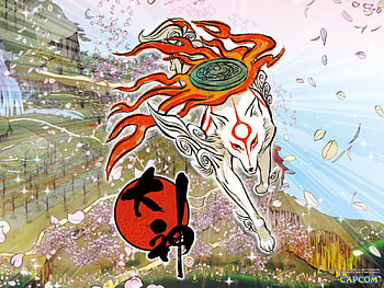 Cherry Blossom Storm, god, okami, amaterasu HD wallpaper