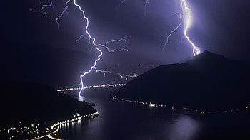 lightning, clouds, sky, nature HD wallpaper