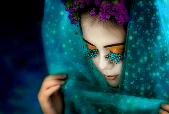 Lady Lashes, colorful, floral, feminine, beautiful, beauty, woman, lashes, vivid, pretty, bright, hood, bold, lovely HD wallpaper