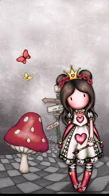 Santoro gorjuss, red, pink, santorogorjuss, girl HD phone wallpaper