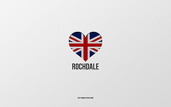 I Love Rocale, British cities, Day of Rocale, gray background, United Kingdom, Rocale, British flag heart, favorite cities, Love Rocale HD wallpaper
