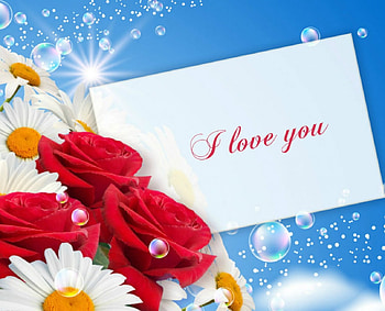 I love you, sky, bubble, flowers, glow HD wallpaper