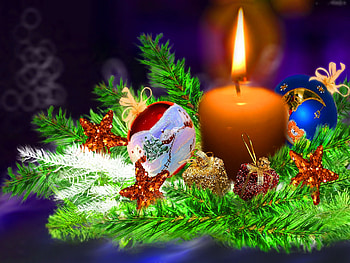 Christmas candle, decoration, holiday, toys, candle, christmas, balls, new year HD wallpaper