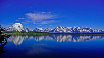 Endless Blue, blue, sky, nature, mountains, lake HD wallpaper