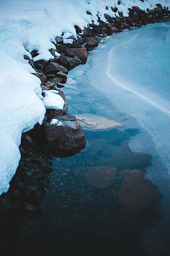 Nature, Stones, Ice, Snow, Shore, Bank, Frozen HD phone wallpaper