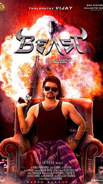 Vijay Beast, Hero, Fire Background HD phone wallpaper
