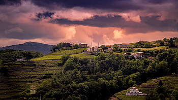 Nature, Sunset, Building, Village, Settlement HD wallpaper