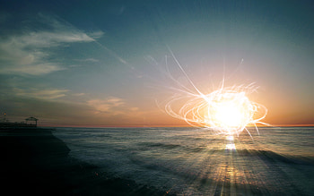 Golden Sun, coast, landscape, beach, abstract, view, nature, amazing, sun, sunset HD wallpaper